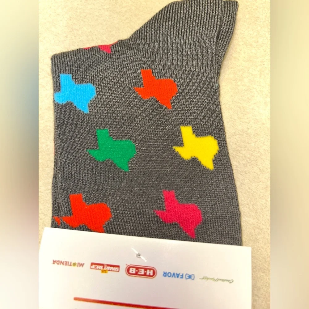 HEB 120th Anniversary Socks Gray with Allover Texas Pattern Unisex One Size